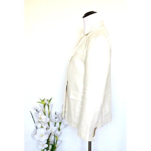 J. Crew Regent Blazer Jacket Linen Blend Metallic Thread Cream Ivory 6P - Picture 9 of 13